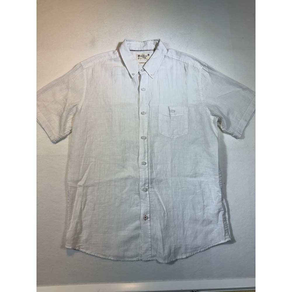 Weatherproof Vintage Mens Button Down Short Sleeve Linen Shirt